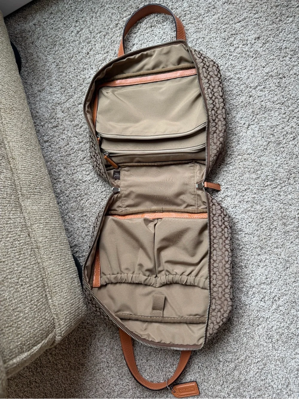 Vintage Coach Signature Jacquard Travel Cosmetic Organizer Case